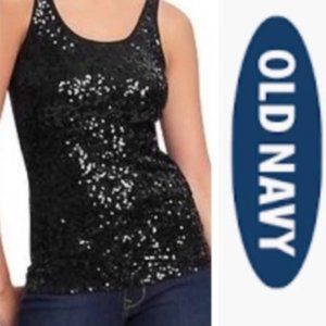 Old Navy Black Sequin Tank Top Size XXL